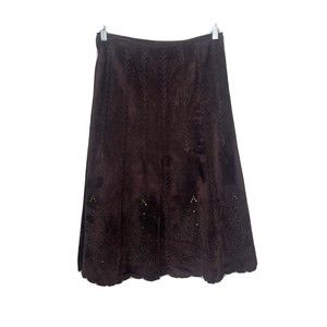 Margaret Godfrey Skirt Women's 6 Brown Genuine Leather Western Vintage Skirt
